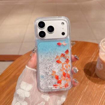 Clear Quicksand Liquid Glitter Goldfish iPhone Case