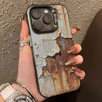 Distressed Cracked iPhone Case with Rusted Metal
