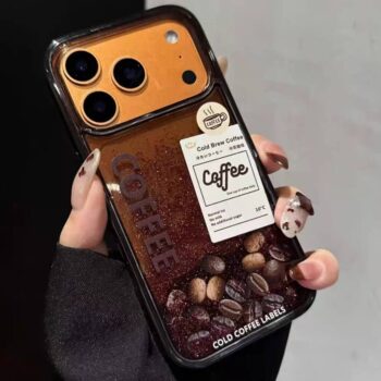 Floating Coffee Quicksand Glitter iPhone Case