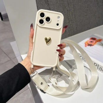 Heart Crossbody Phone Case with Adjustable Strap for iPhone