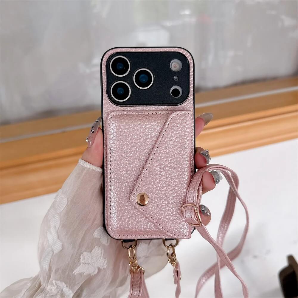 Pink Crossbody Phone Case with Card Holder and Adjustable Strap Pink Crossbody Phone Case with Card Holder and Adjustable Strap