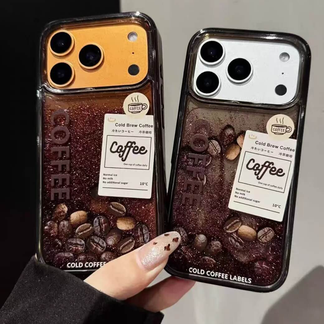 Transparent Floating Coffee Quicksand Glitter iPhone Case Transparent Floating Coffee Quicksand Glitter iPhone Case