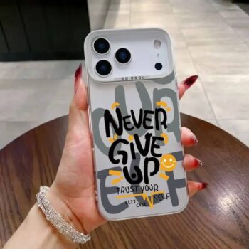 White Never Give Up Quote Phone Case