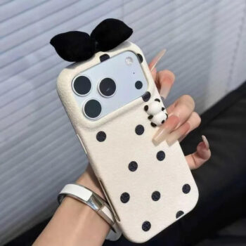 Panda Polka Dot iPhone Case with Black Bow Accent