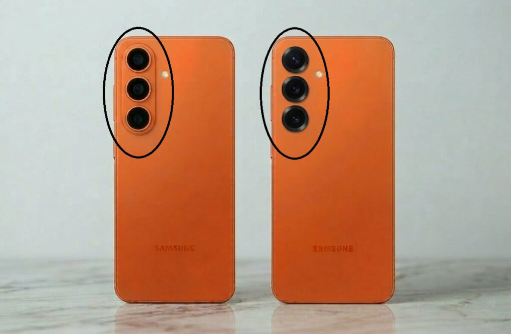 Galaxy S25 vs Galaxy S26 Camera Layout Comparison Samsung Galaxy S25 and Galaxy S26 camera layout comparison showing different camera housing design