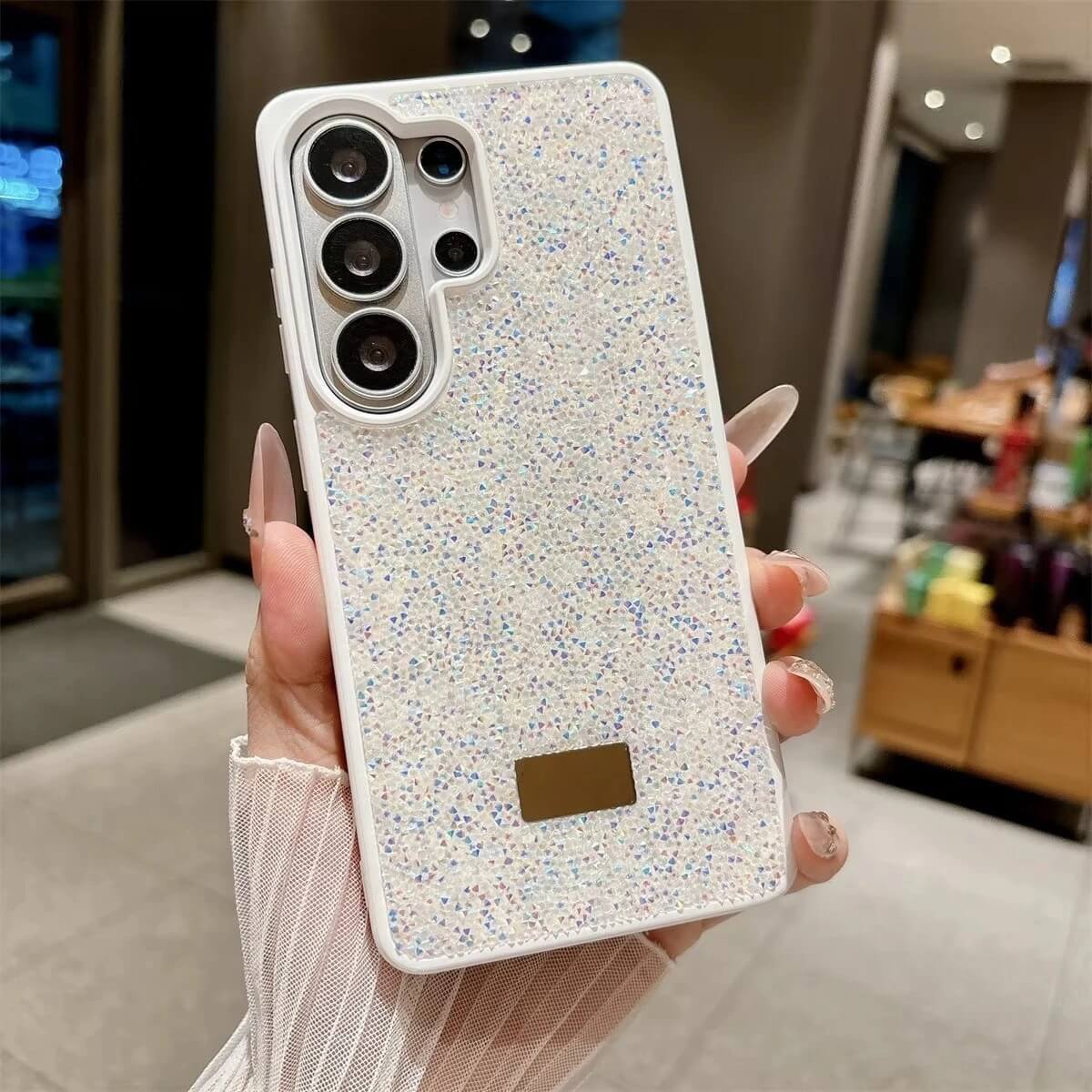 White Sparkle Glitter Crystal Samsung Phone Case. White Sparkle Glitter Crystal Samsung Phone Case.