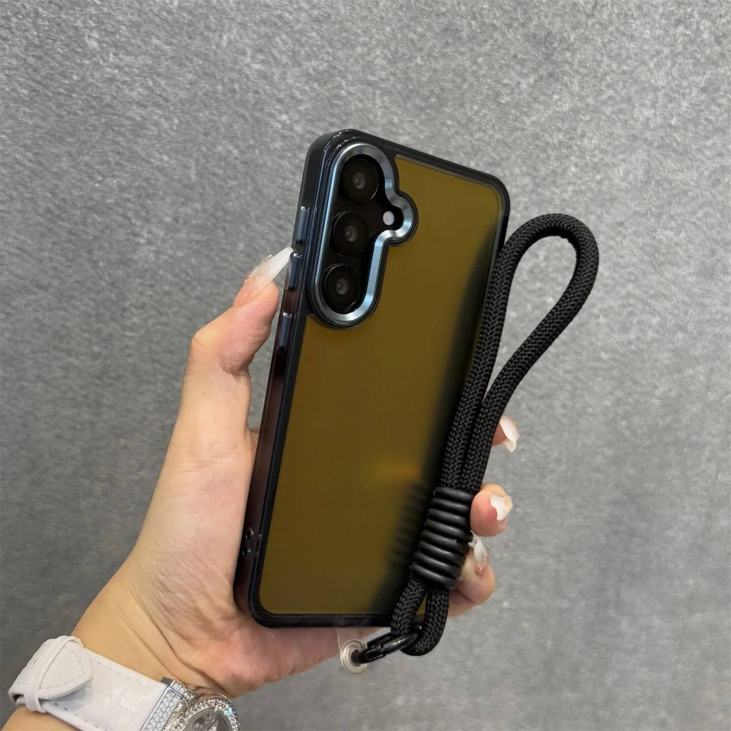 Black Laser Reflective Clear Frame Case with Strap Black Laser Reflective Clear Frame Case with Strap