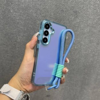 Laser Reflective Clear Frame Phone Case with Wrist Strap