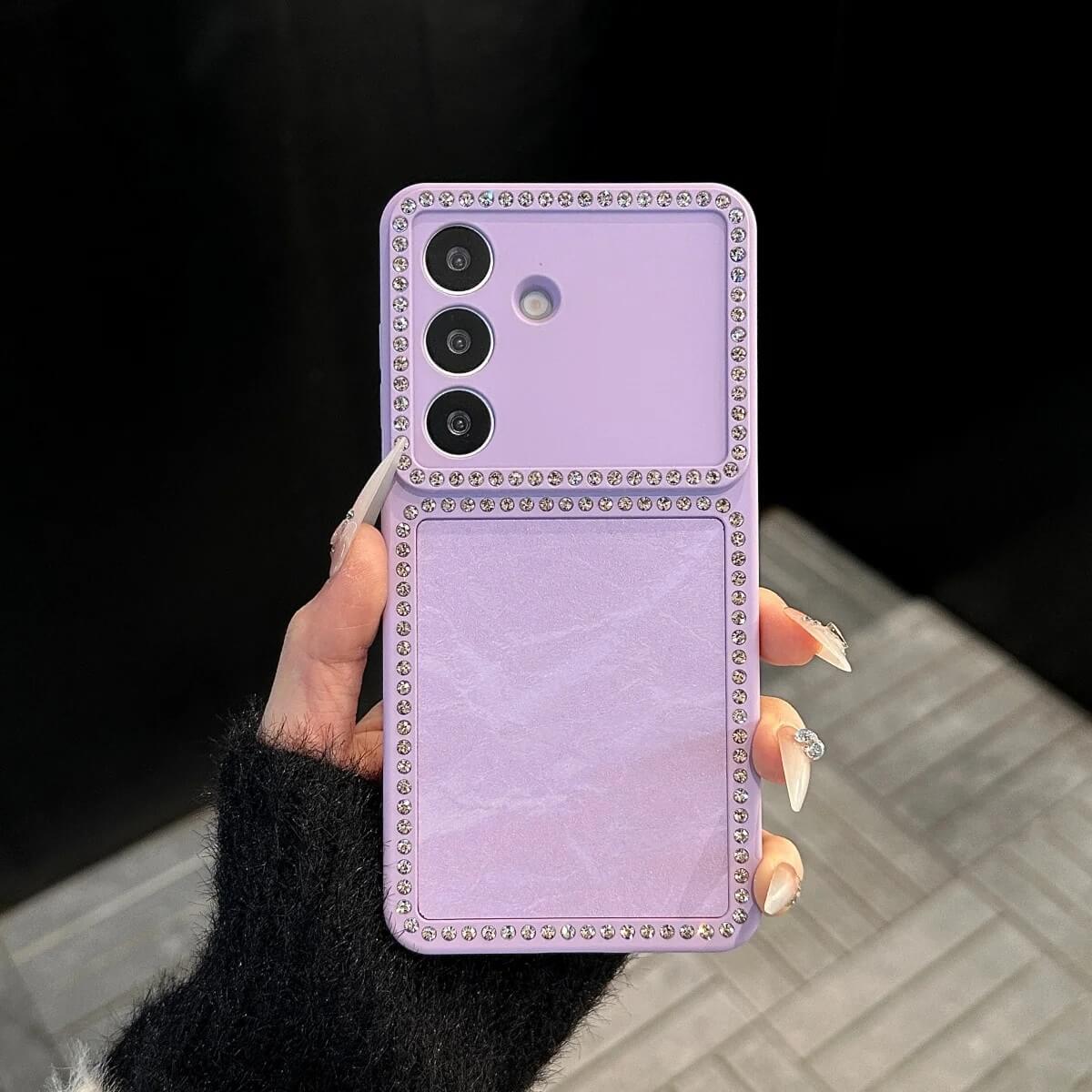 Purple Snow Mountain Case with Rhinestone Frame Purple Snow Mountain Case with Rhinestone Frame