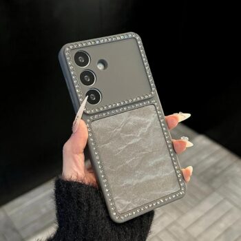 Snow Mountain Phone Case with Rhinestone Frame