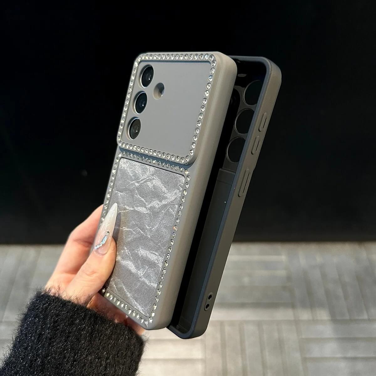 Snow Mountain Phone Case with Rhinestone Frame for Samsung Snow Mountain Phone Case with Rhinestone Frame for Samsung