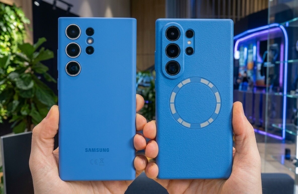 Samsung Galaxy S24 Ultra and Galaxy S26 Ultra Case held side by side