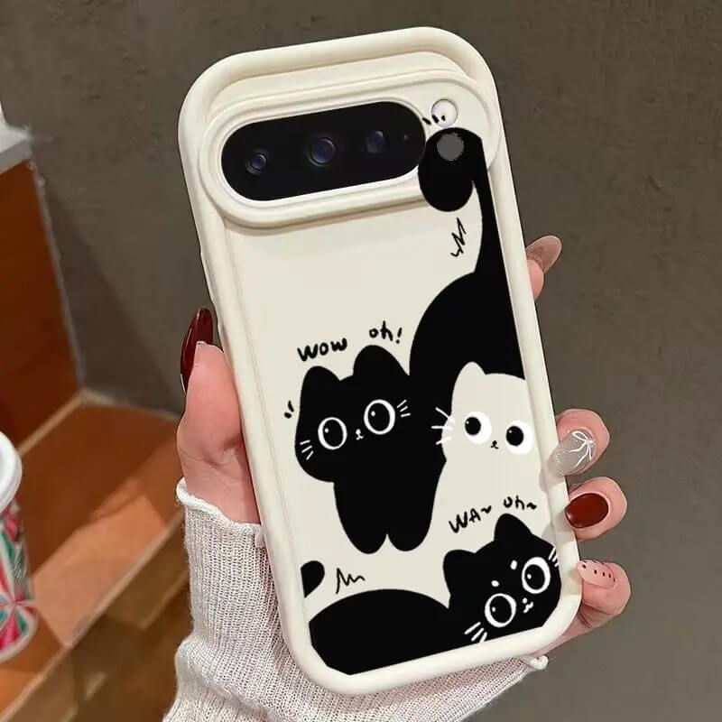 White Wow Oh Cat Cartoon Case with Camera Bar Frame White Wow Oh Cat Cartoon Case with Camera Bar Frame