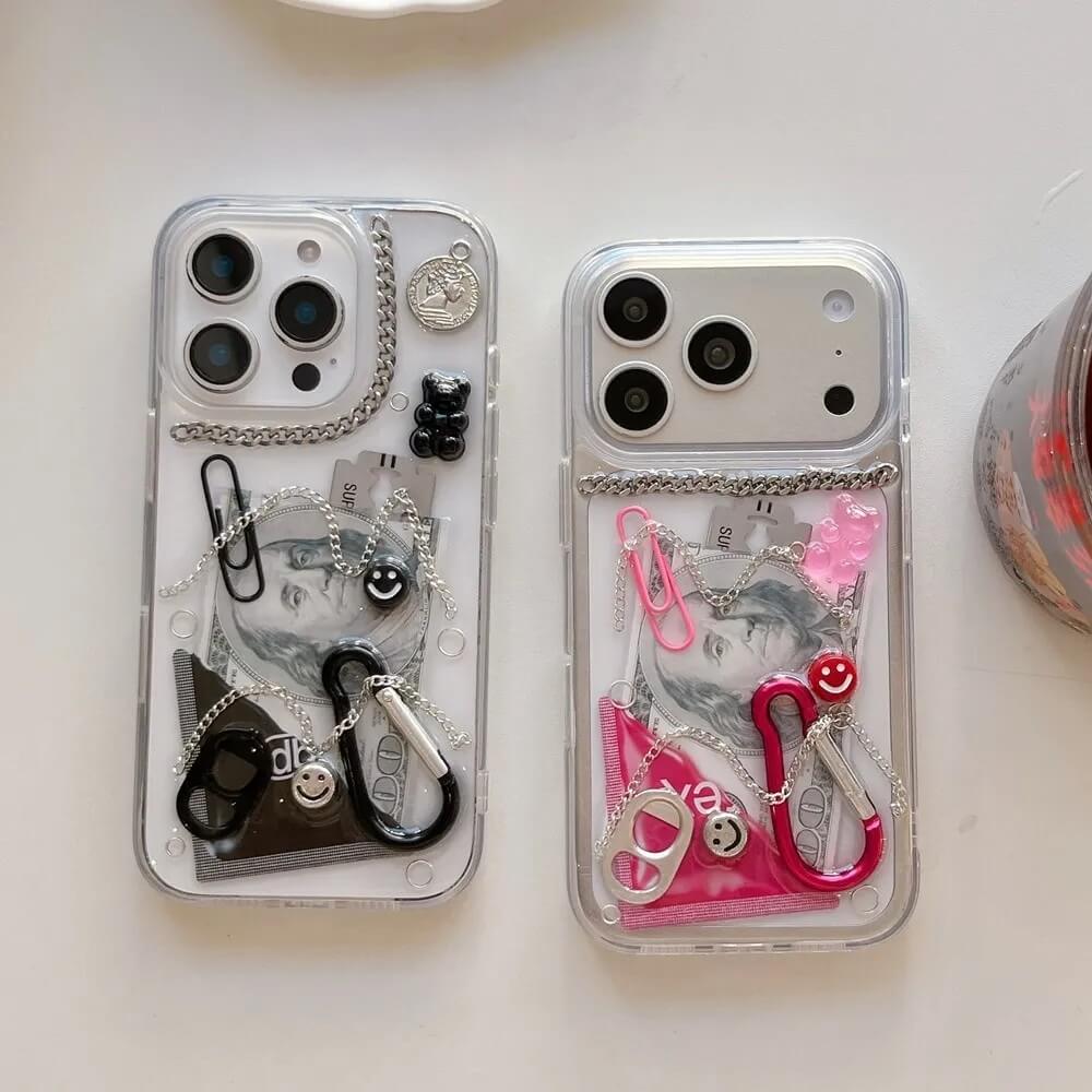 Clear 3D Dollar Chain Charm Phone Case Clear 3D Dollar Chain Charm Phone Case