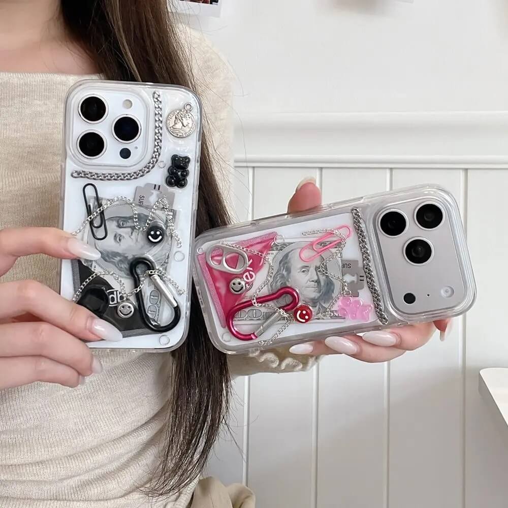 Clear 3D Dollar Chain Charm iPhone Case Clear 3D Dollar Chain Charm iPhone Case