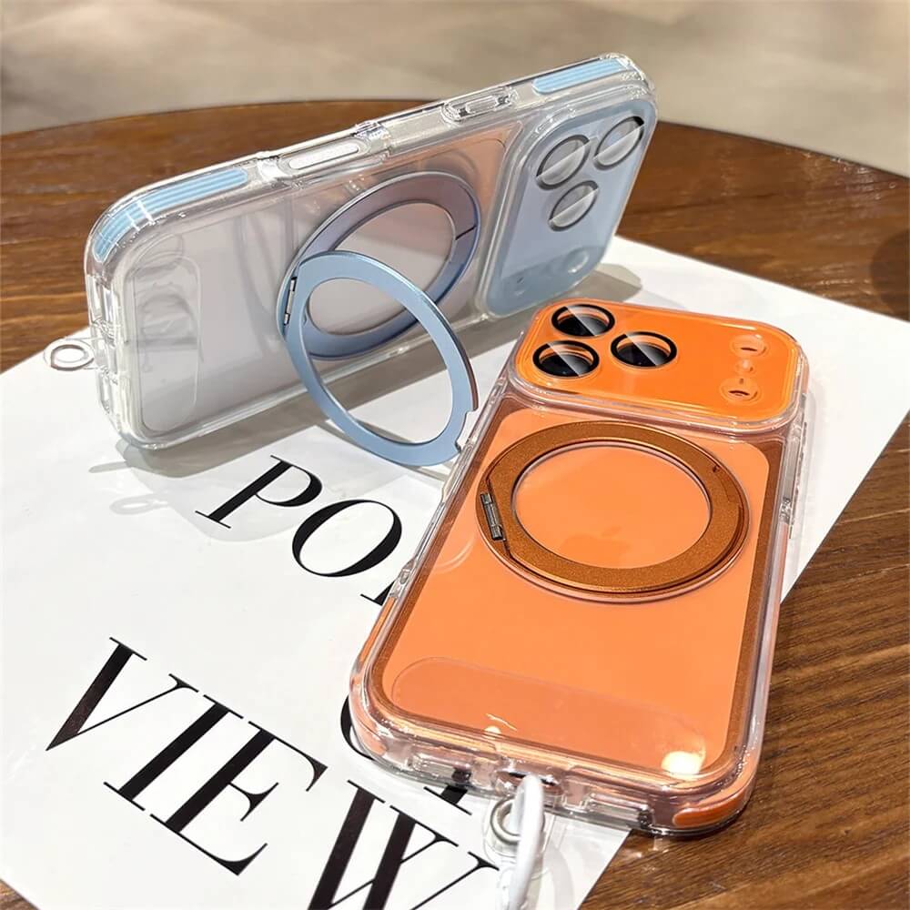 Crystal Clear Magnetic Ring Stand Phone Case with Wrist Strap Crystal Clear Magnetic Ring Stand Phone Case with Wrist Strap