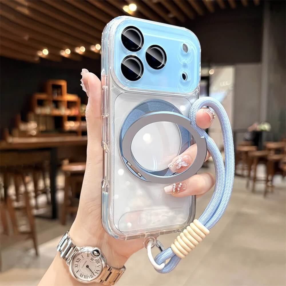 Crystal Clear Magnetic Ring Stand iPhone Case with Wrist Strap Crystal Clear Magnetic Ring Stand iPhone Case with Wrist Strap