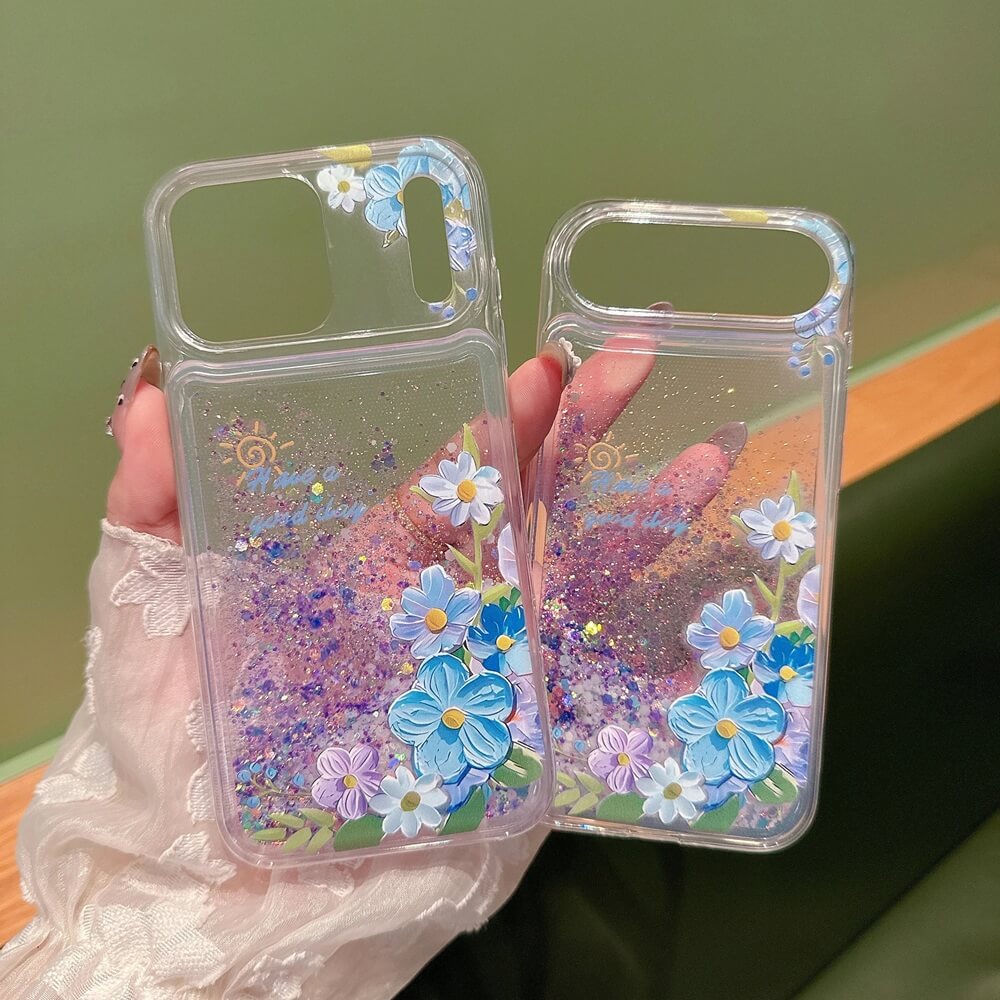 Glow in the Dark Flower Quicksand Glitter iPhone Case Glow in the Dark Flower Quicksand Glitter iPhone Case