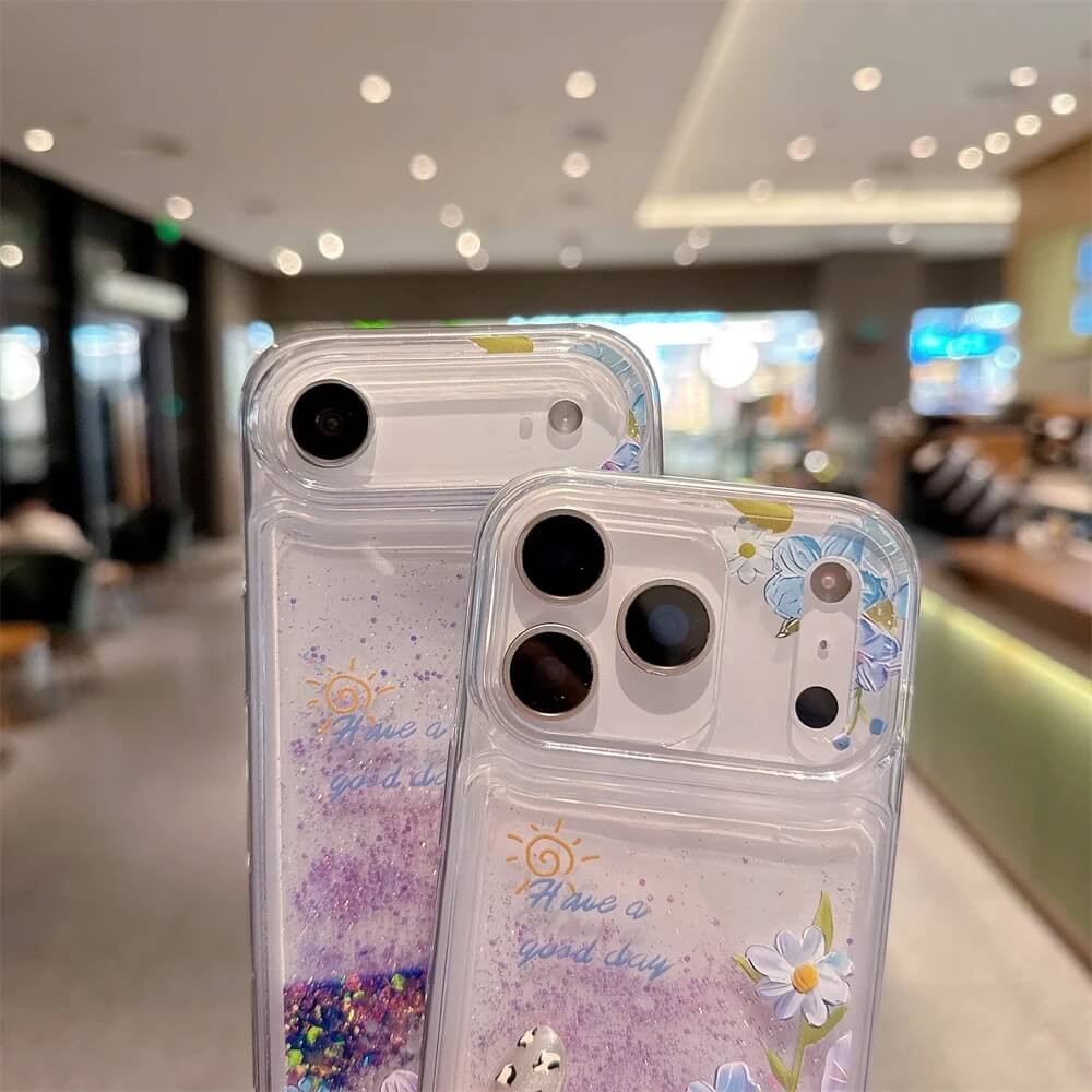 Glow in the Dark Forget Me Not Flower Quicksand Glitter Case Glow in the Dark Forget Me Not Flower Quicksand Glitter Case