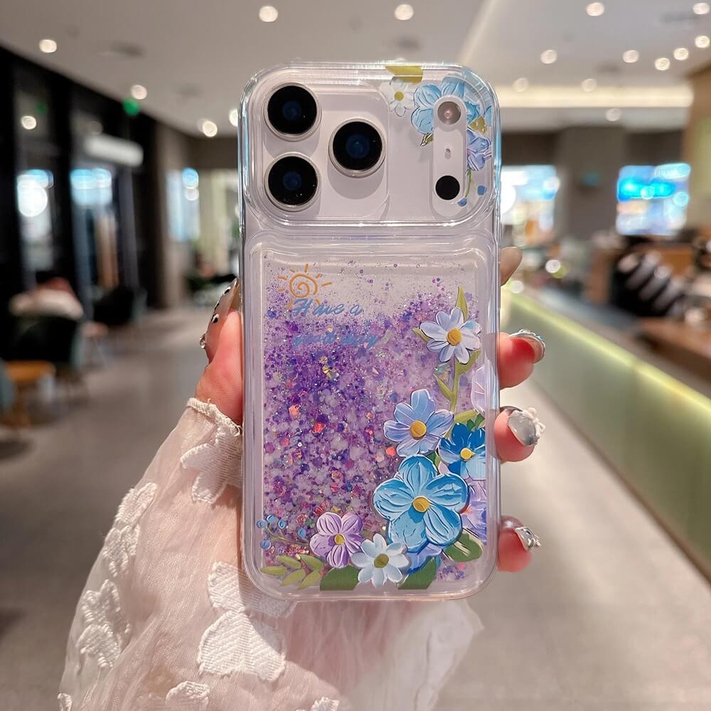 Glow in the Dark Forget Me Not Flower Quicksand Glitter iPhone Case Glow in the Dark Forget Me Not Flower Quicksand Glitter iPhone Case
