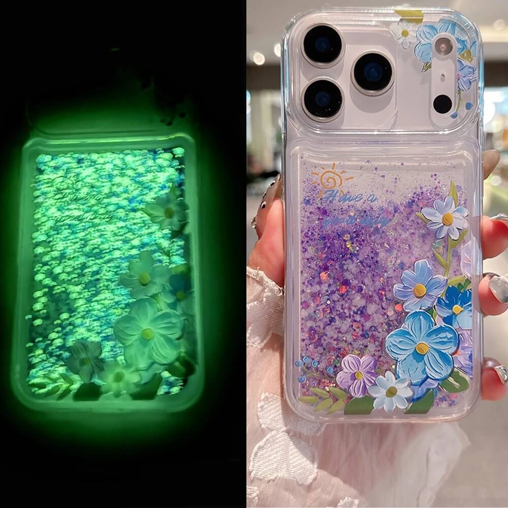 Glow in the Dark Forget Me Not Quicksand Glitter Phone Case Glow in the Dark Forget Me Not Quicksand Glitter Phone Case