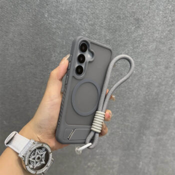 Matte Translucent Magnetic Case with Fold Out Stand and Wrist Strap