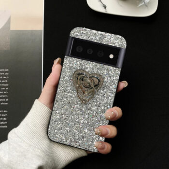 Rhinestone Glitter Heart Ring Stand Google Pixel Case