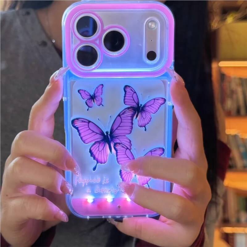 Tap Control LED Color Changing Butterfly Phone Case Tap Control LED Color Changing Butterfly Phone Case