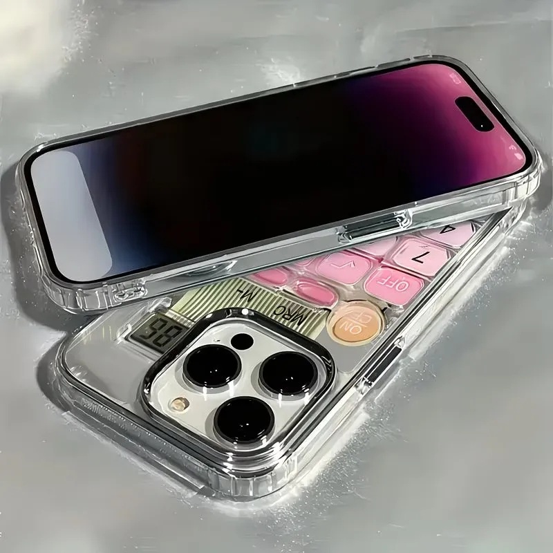 Calculator Clear iPhone Case with Pink Blue Keypad Design Calculator Clear iPhone Case with Pink Blue Keypad Design