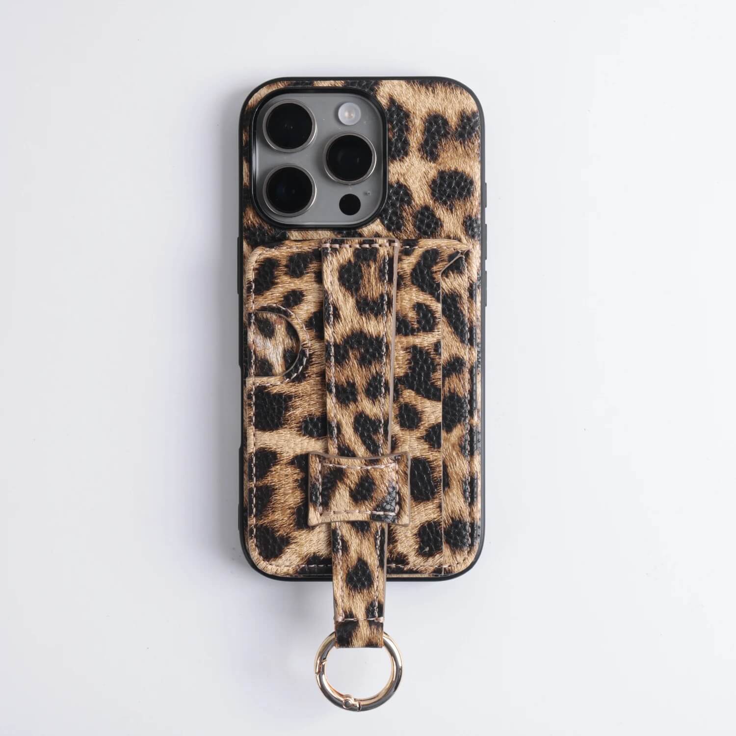 Leopard PU Leather Case with Card Holder and Finger Strap Leopard PU Leather Case with Card Holder and Finger Strap