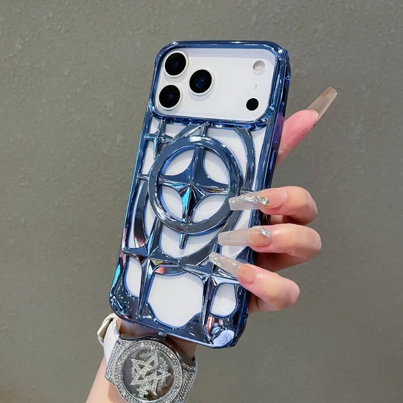 Plated Compass Star Hollow Magnetic Case for iPhone 17, 17 Pro, Air, 17 Pro Max Plated Compass Star Hollow Magnetic Case for iPhone 17, 17 Pro, Air, 17 Pro Max