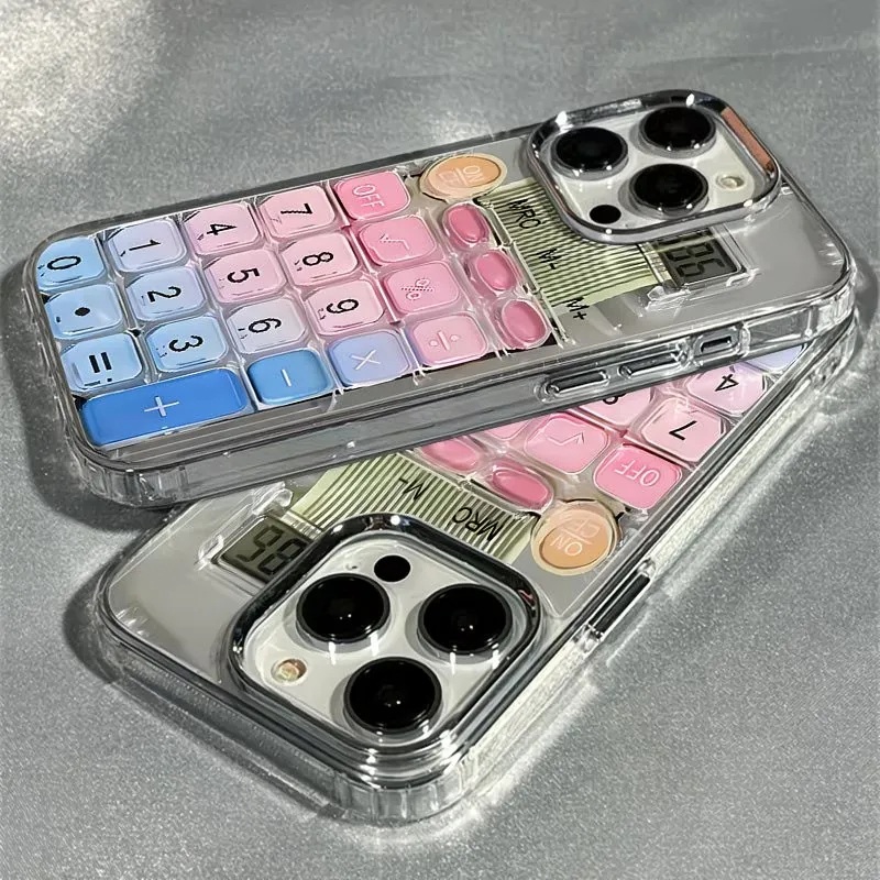 Retro Calculator Clear Case with Pink Blue Keypad Design Retro Calculator Clear Case with Pink Blue Keypad Design