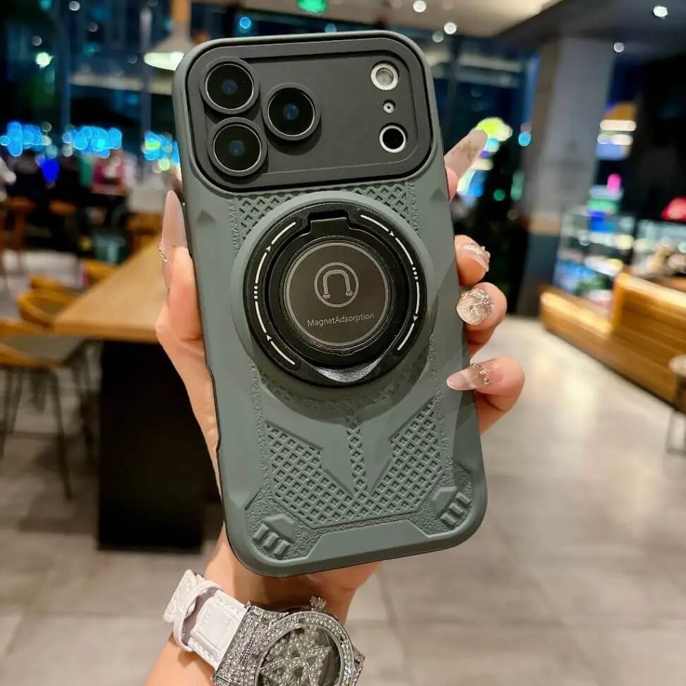 Shockproof Grid Armor iPhone Case with Magnetic Ring Stand Shockproof Grid Armor iPhone Case with Magnetic Ring Stand