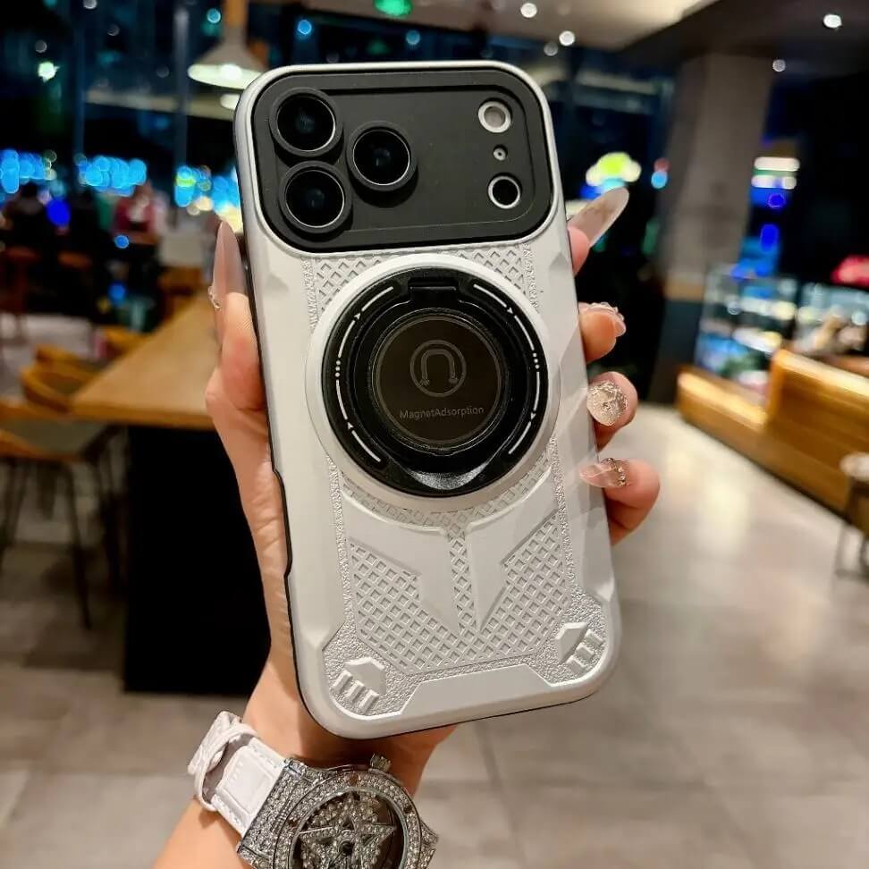 Silver Shockproof Armor Magnetic Stand iPhone Case Silver Shockproof Armor Magnetic Stand iPhone Case