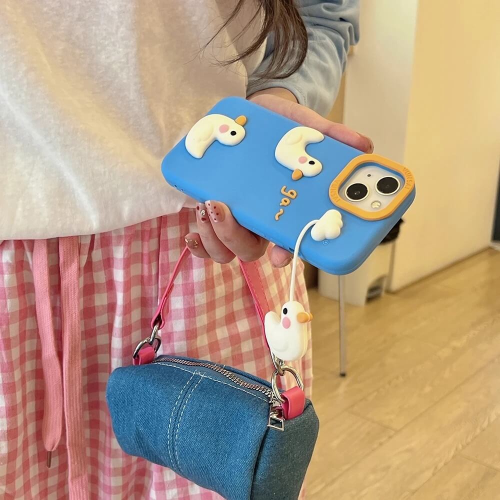 Blue 3D Duck Pendant Phone Case Blue 3D Duck Pendant Phone Case