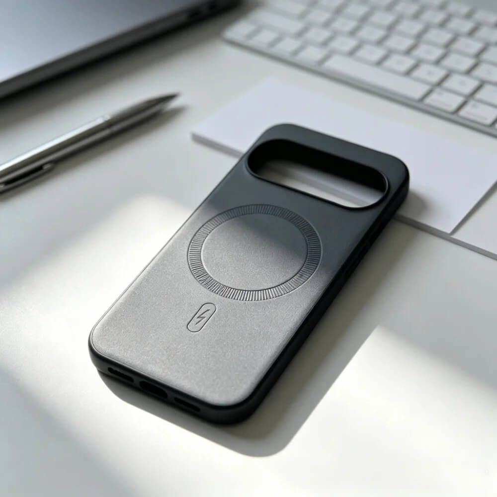 Gray Embossed PU Leather Wireless Charging Case Gray Embossed PU Leather Wireless Charging Case