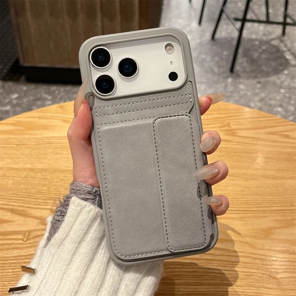 Gray Folding Back Wallet iPhone Case with Kickstand Gray Folding Back Wallet iPhone Case with Kickstand