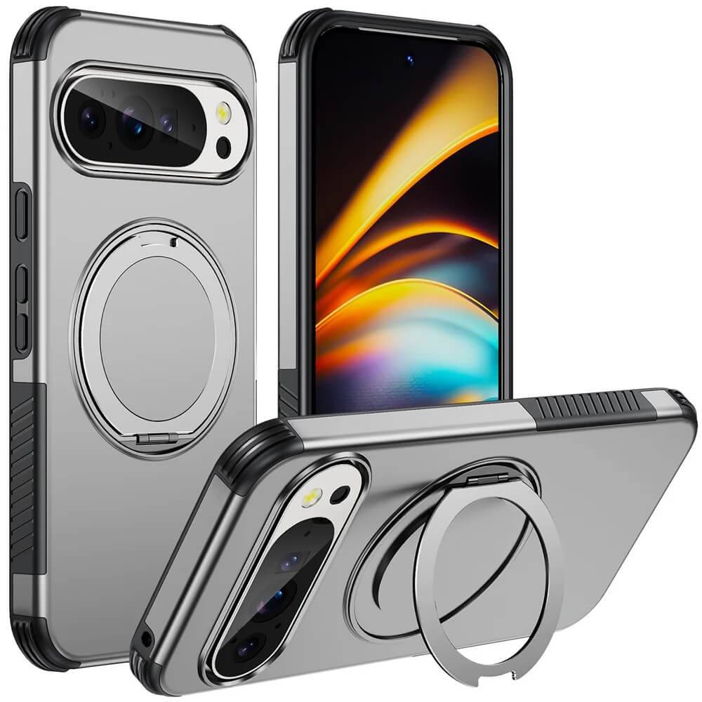 Gray Magnetic Rotating Ring Stand Armor Case Magnetic Rotating Ring Stand Armor Case