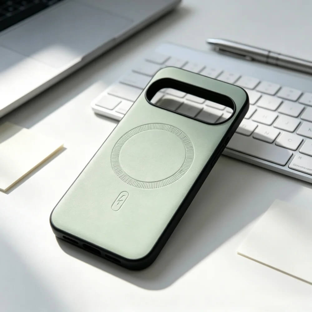 Green Embossed PU Leather Wireless Charging Case Green Embossed PU Leather Wireless Charging Case