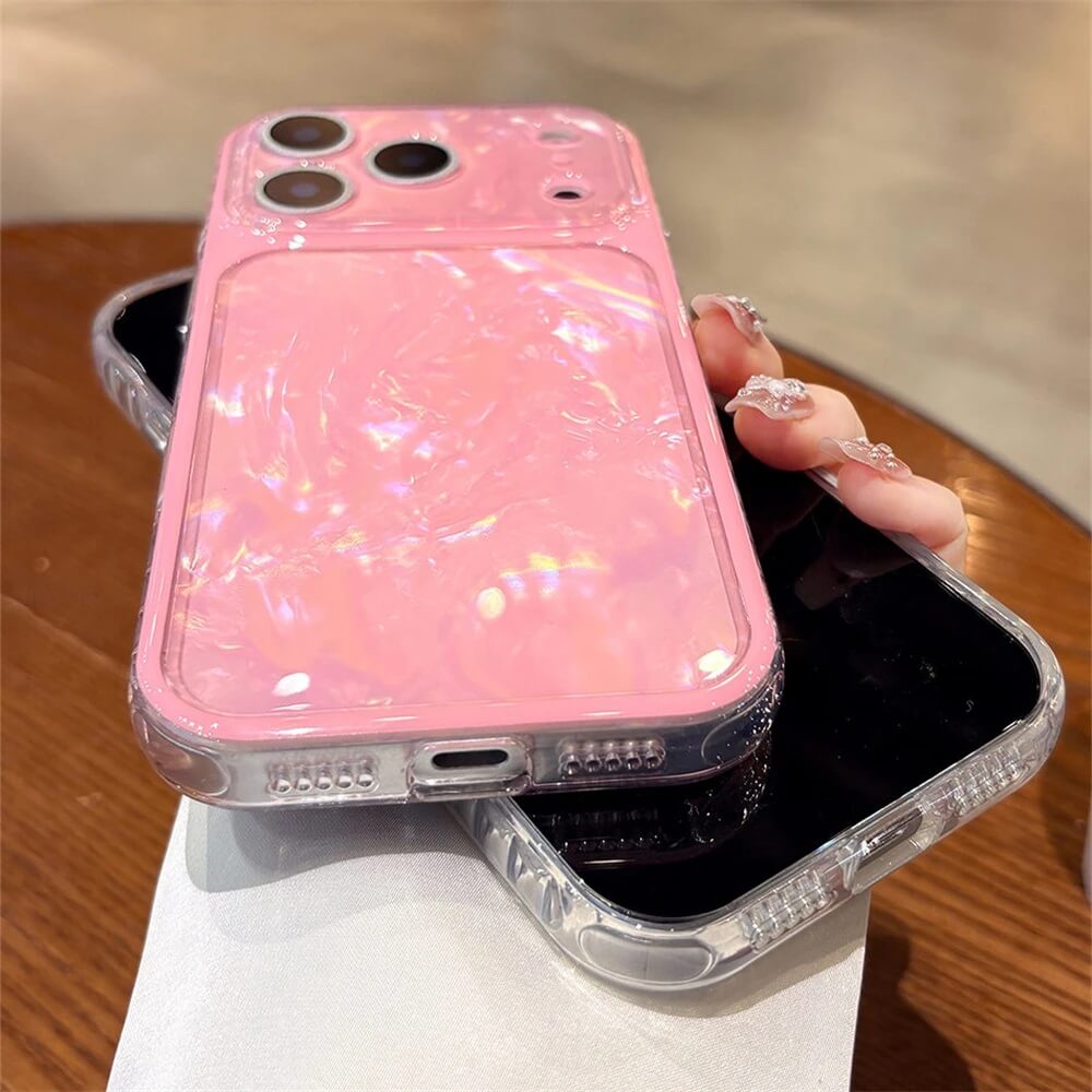 Iridescent Mother Pearl iPhone Case with Faceted Clear Bumper Iridescent Mother Pearl iPhone Case with Faceted Clear Bumper