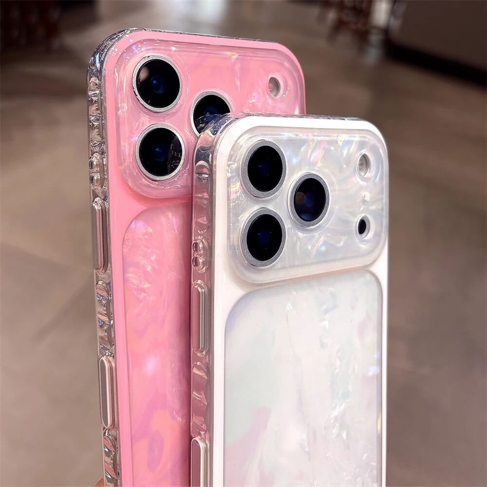 Iridescent Mother of Pearl Case with Faceted Clear Bumper Iridescent Mother of Pearl Case with Faceted Clear Bumper