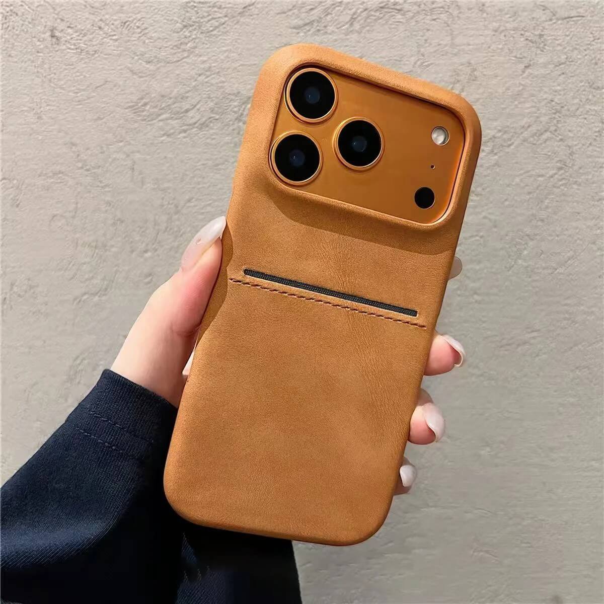 Orange leather iPhone Case with Card Holder Orange leather iPhone Case with Card Holder