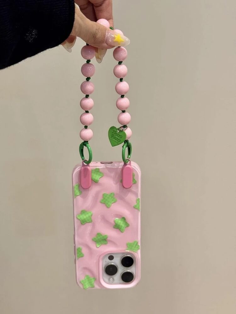 Wavy Gingham Star iPhone Case with Beaded Strap Wavy Gingham Star iPhone Case with Beaded Strap