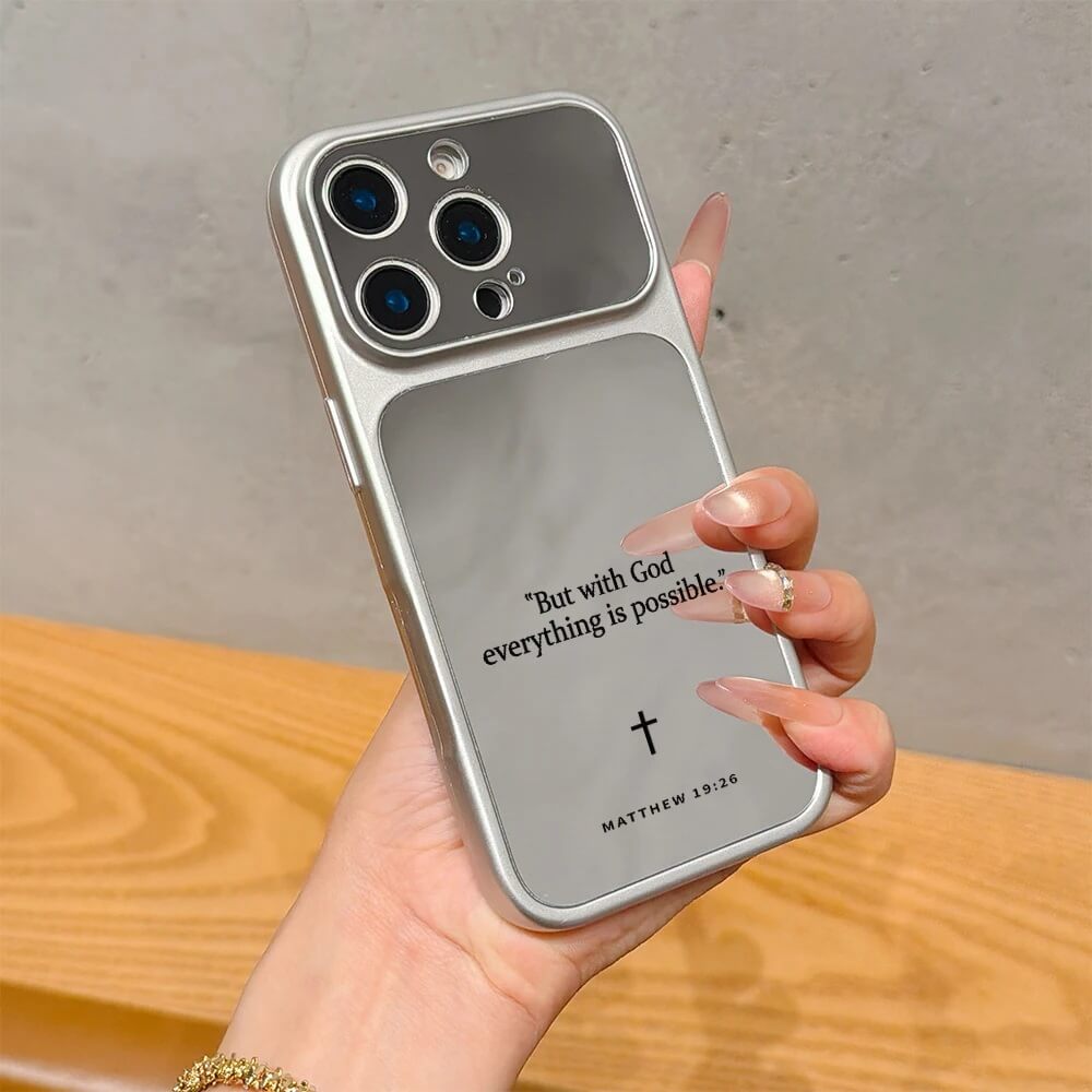 With God Everything Is Possible Bible Verse Mirror iPhone Case With God Everything Is Possible Bible Verse Mirror iPhone Case
