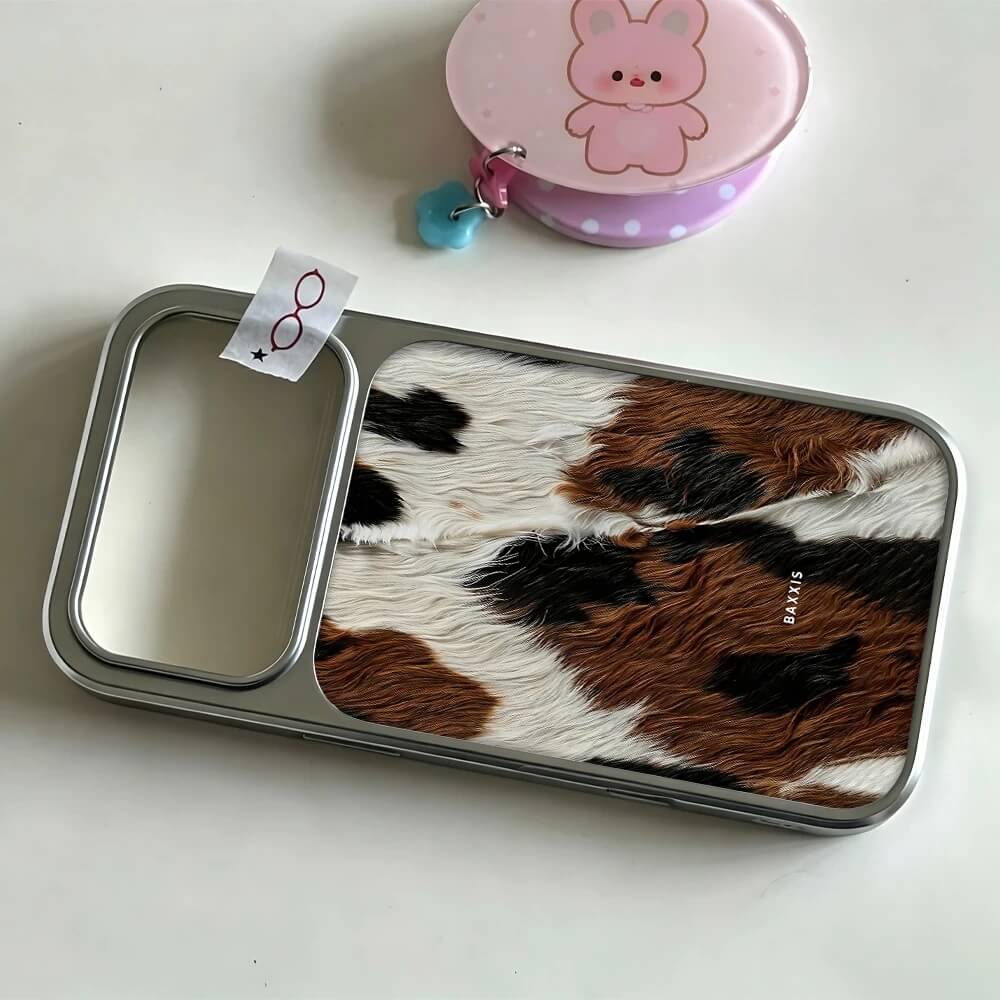 Brown, Black, and White Cowhide Case Brown, Black, and White Cowhide Case