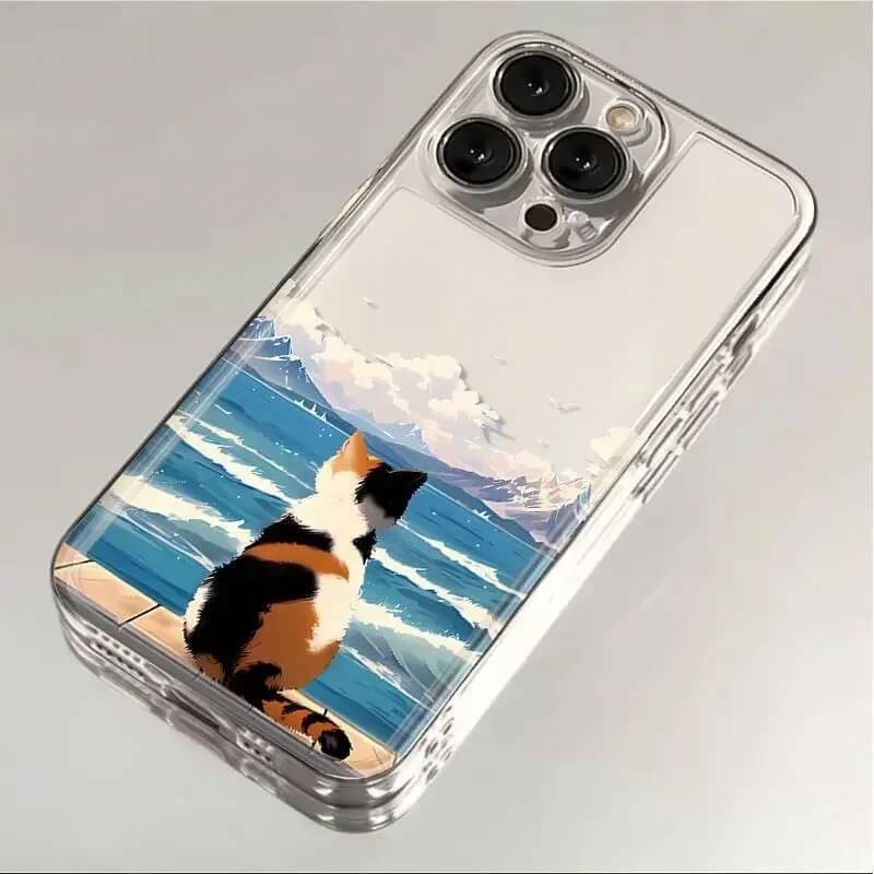Calico Cat Watching the Sea Clear Case Calico Cat Watching the Sea Clear Case