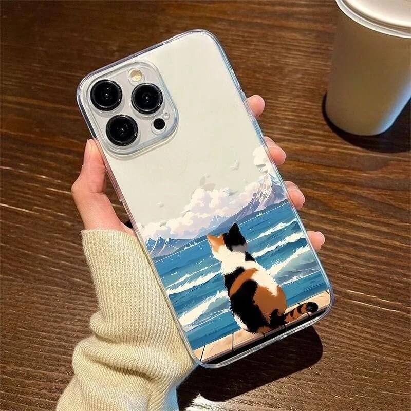 Calico Cat Watching the Sea Clear iPhone Case Calico Cat Watching the Sea Clear iPhone Case