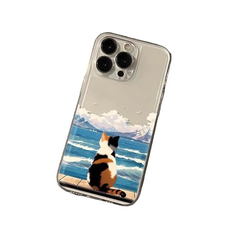 Calico Cat Watching the Sea iPhone Case Calico Cat Watching the Sea iPhone Case