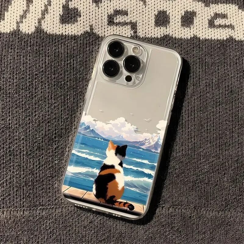 Cat Watching the Sea Clear iPhone Case Cat Watching the Sea Clear iPhone Case