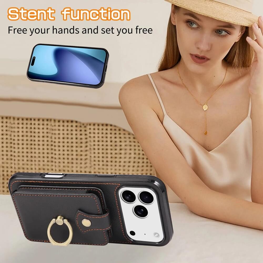 Crossbody iPhone Case with Card Holder and Rotating Ring Stand Crossbody iPhone Case with Card Holder and Rotating Ring Stand